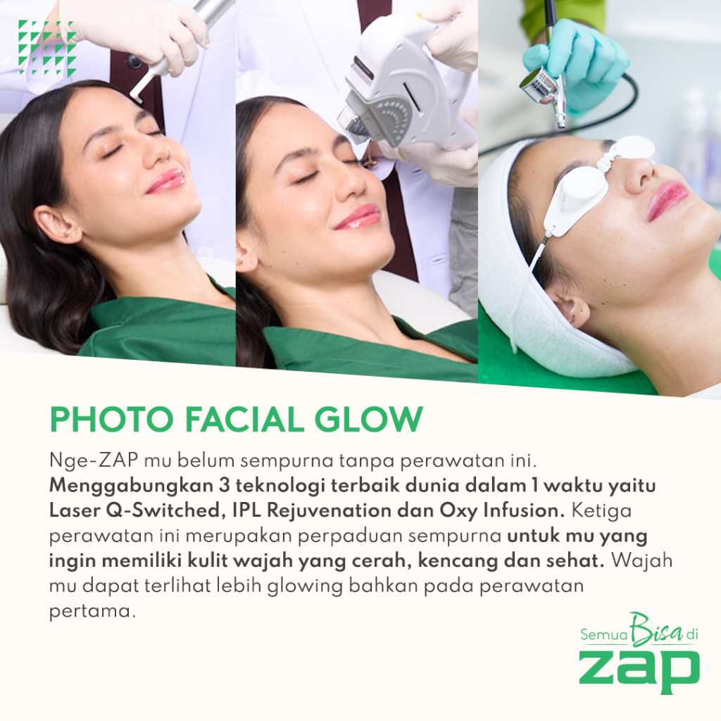 Basic Photo Facial Glow - Laser Q-Switched Nd:YAG (1000 shots) + IPL Rejuvenation (125 shot) + Oxy Infusion