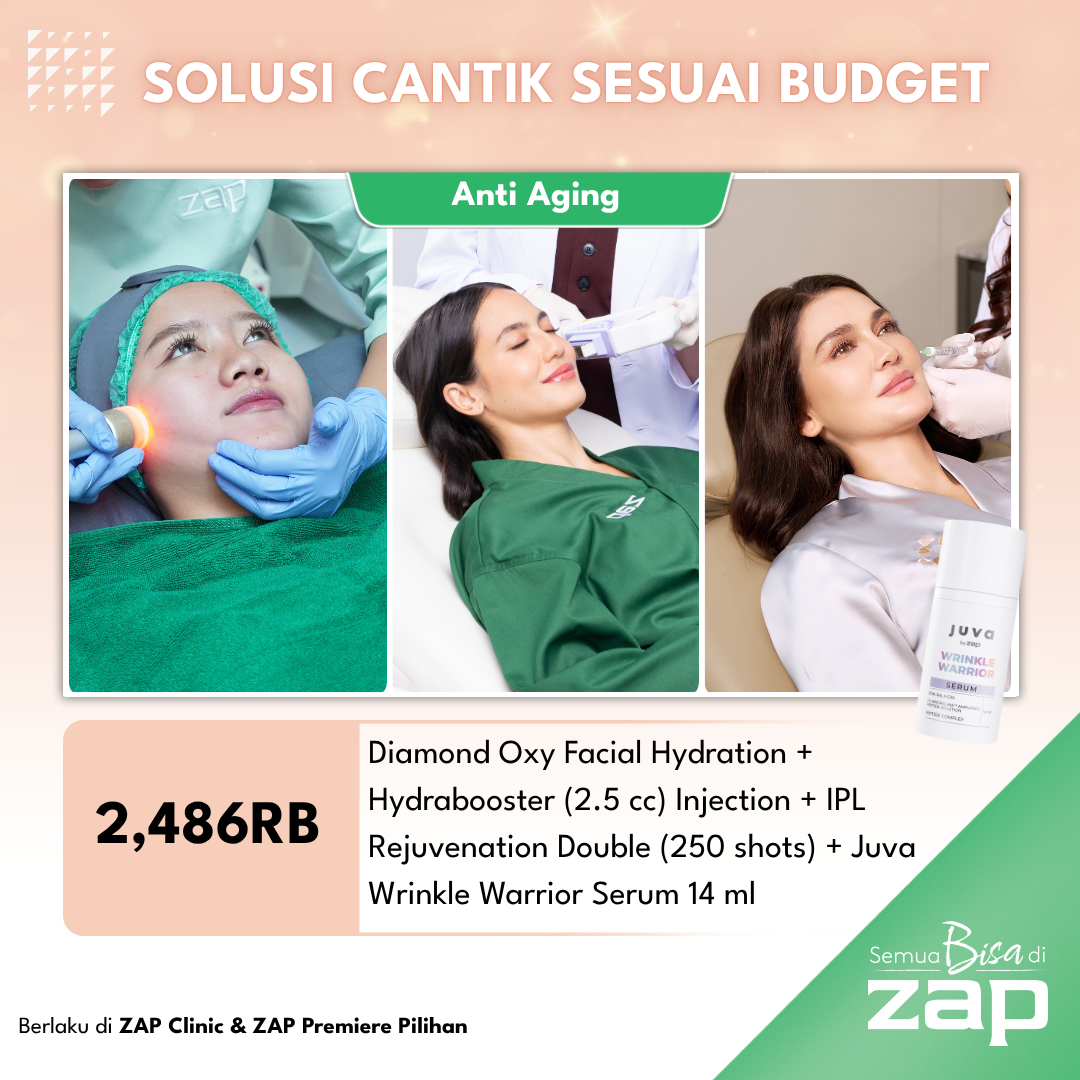 Diamond Oxy Facial Hydration + Hydrabooster (2.5 cc) Injection + IPL Rejuvenation Double (250 shots) + Juva by ZAP Wrinkle Warrior Serum 14 ml