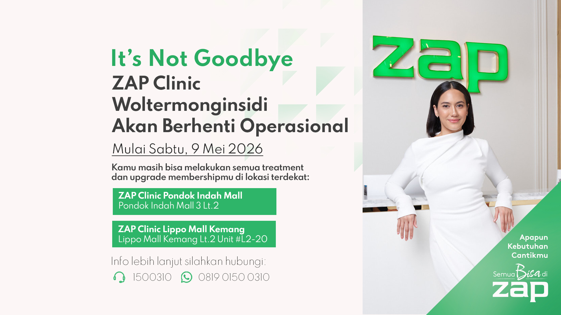 ZAP Clinic Woltermonginsidi Akan Berhenti Operasional