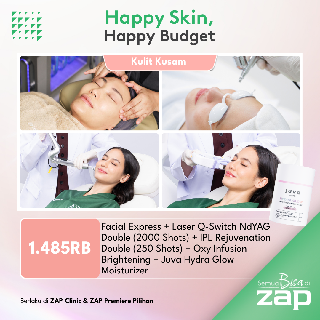 Facial Express + Laser Q-Switch NdYAG Double (2000 Shots) + IPL Rejuvenation Double (250 Shots) + Oxy Infusion Brightening + Juva Hydra Glow Moisturizer