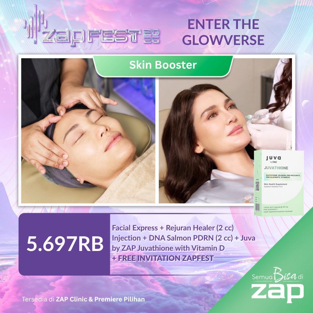 Facial Express + Rejuran Healer (2 cc) Injection + DNA Salmon PDRN (2 cc) + Juva by ZAP Juvathione with Vitamin D + Free Invitation ZAP Fest